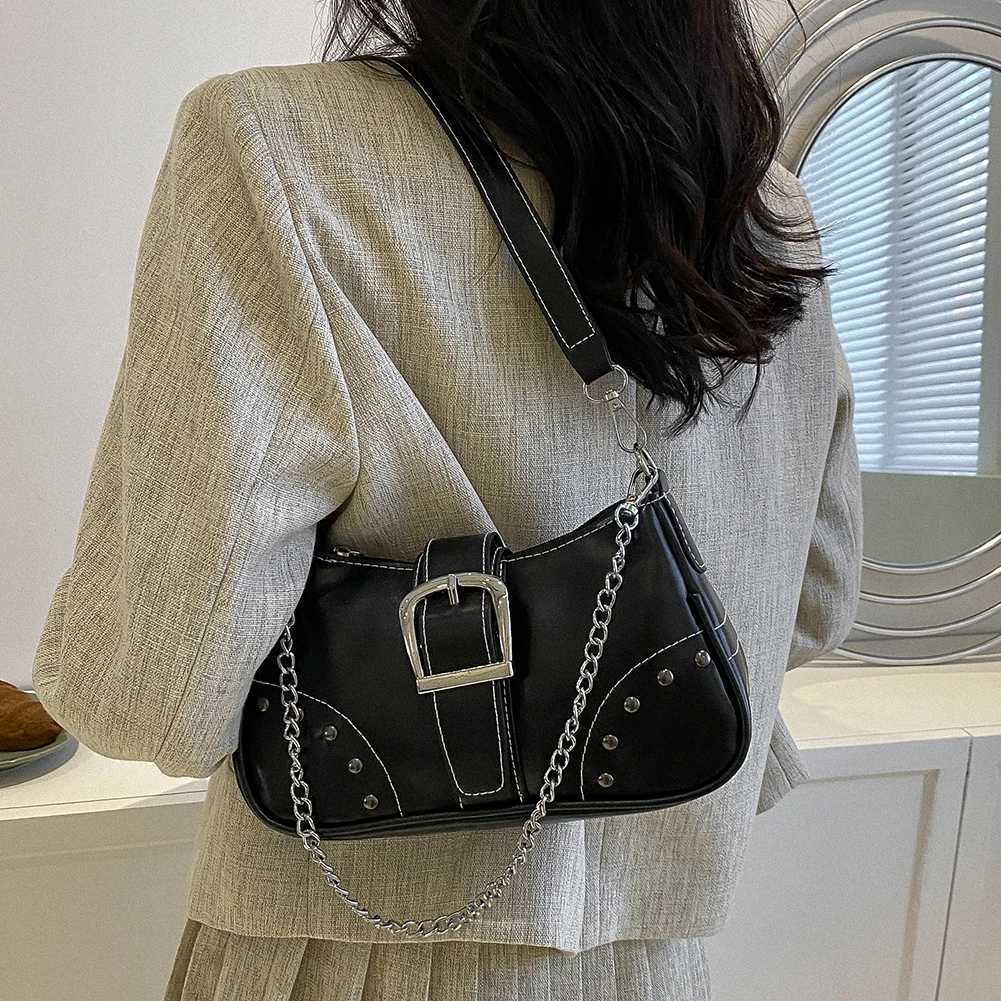 Womens Handbags Y2K Cool Style Chain Shoulder Bag Highquality Ladies Armpit Purses Fashion Solid Color Totes Female French Bag W250911