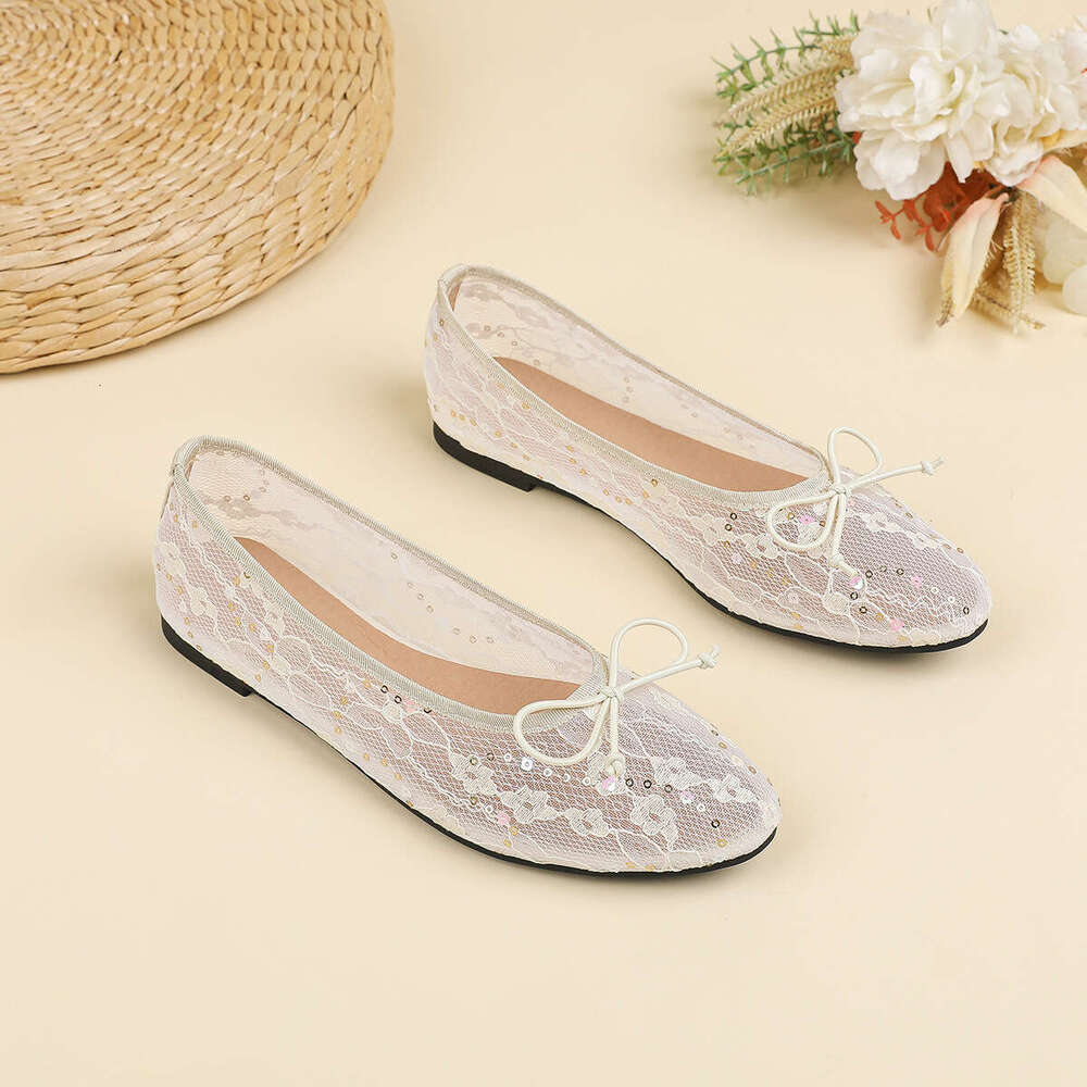 Plus Size Designer Shoe Women's 35-45 Round Toe Shallow Mouth Bowknot Non-Slip Flat Mesh Breathable Single Shoes Fisherman