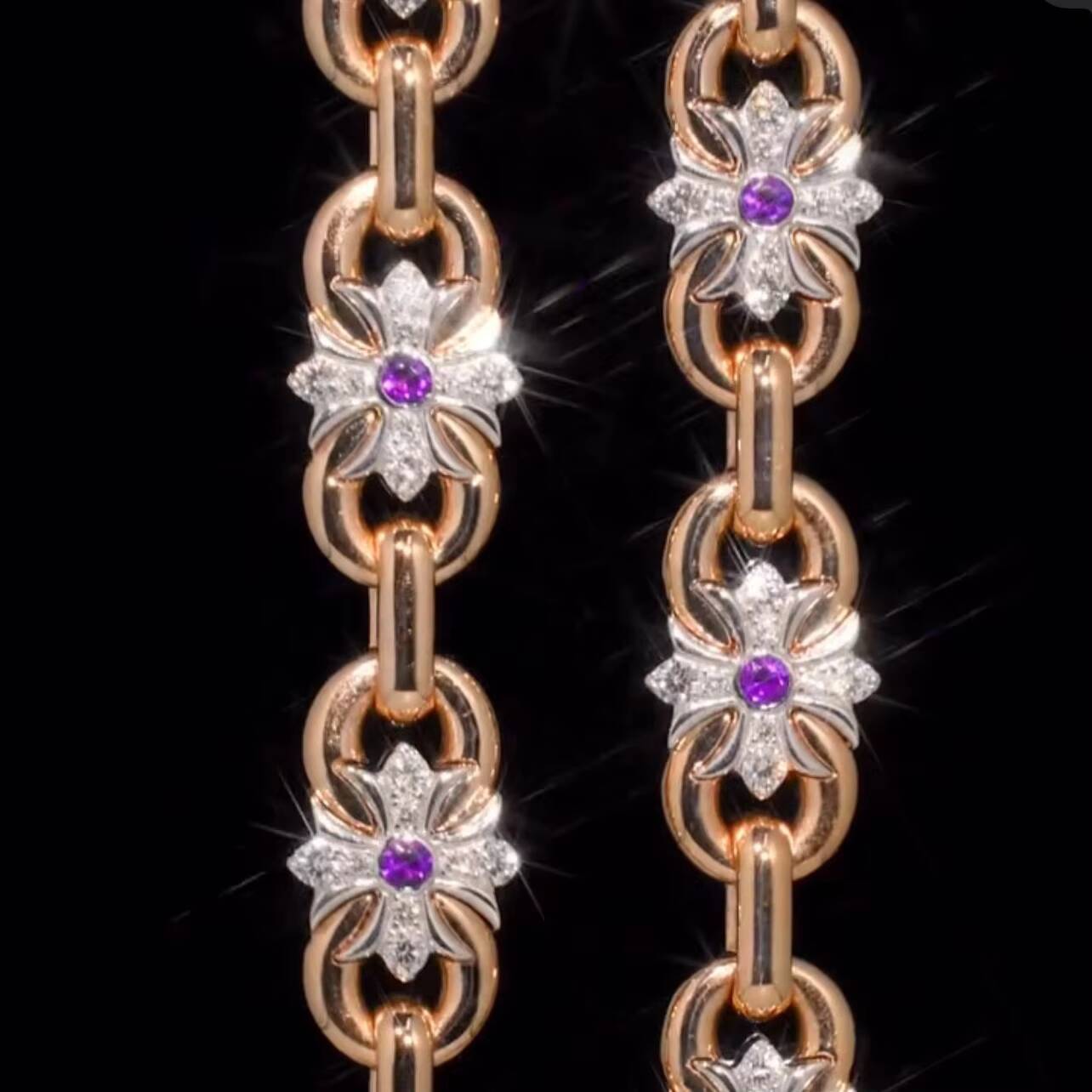 New Arrival Rose Gold VVS Moissanite Diamond Mariner Infinity Link Fancy Shape Clover Link 13MM Hip Hop Chain Necklace