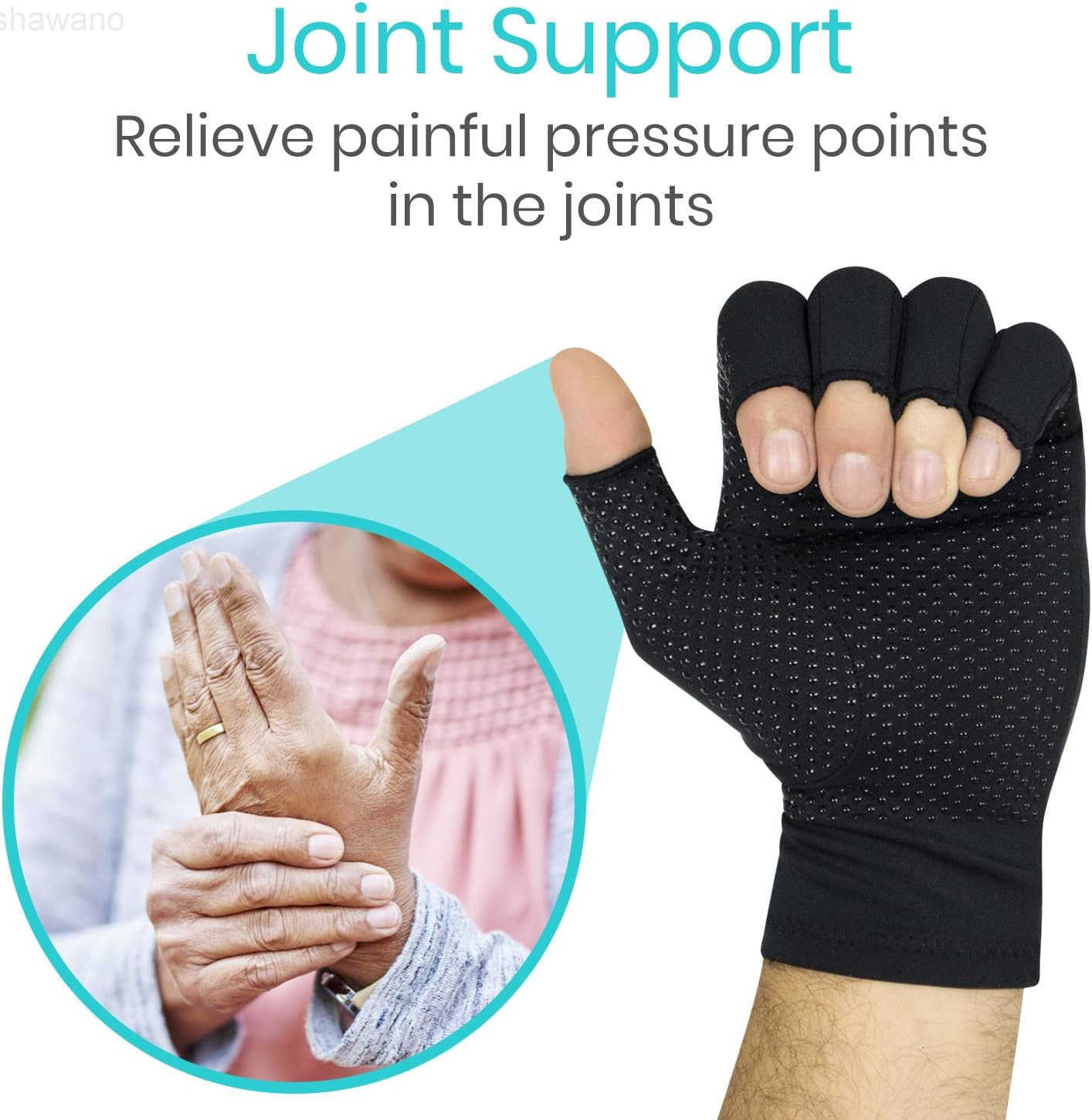 Copper Infused Fingerless Arthritis Compression Gloves Pair Relief for Men Women Rheumatoid Swelling Carpal Tunnel Tendonitis Edema Hand Finger Pain C