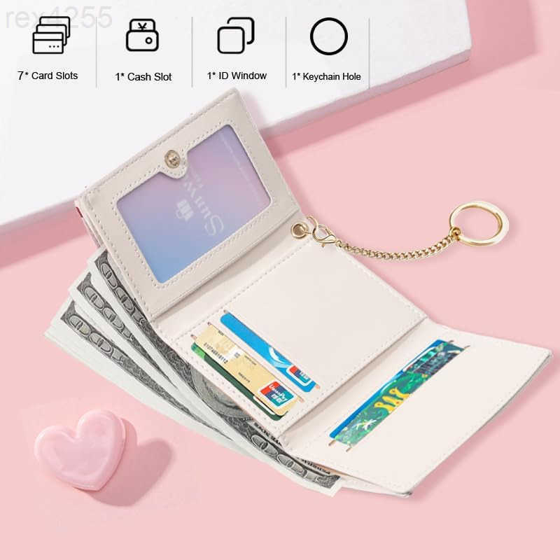 Fashion Cute Coquette Bow Wallet with Keychain Aesthetic Card Holder ID Window for Women Girls PINKW250911