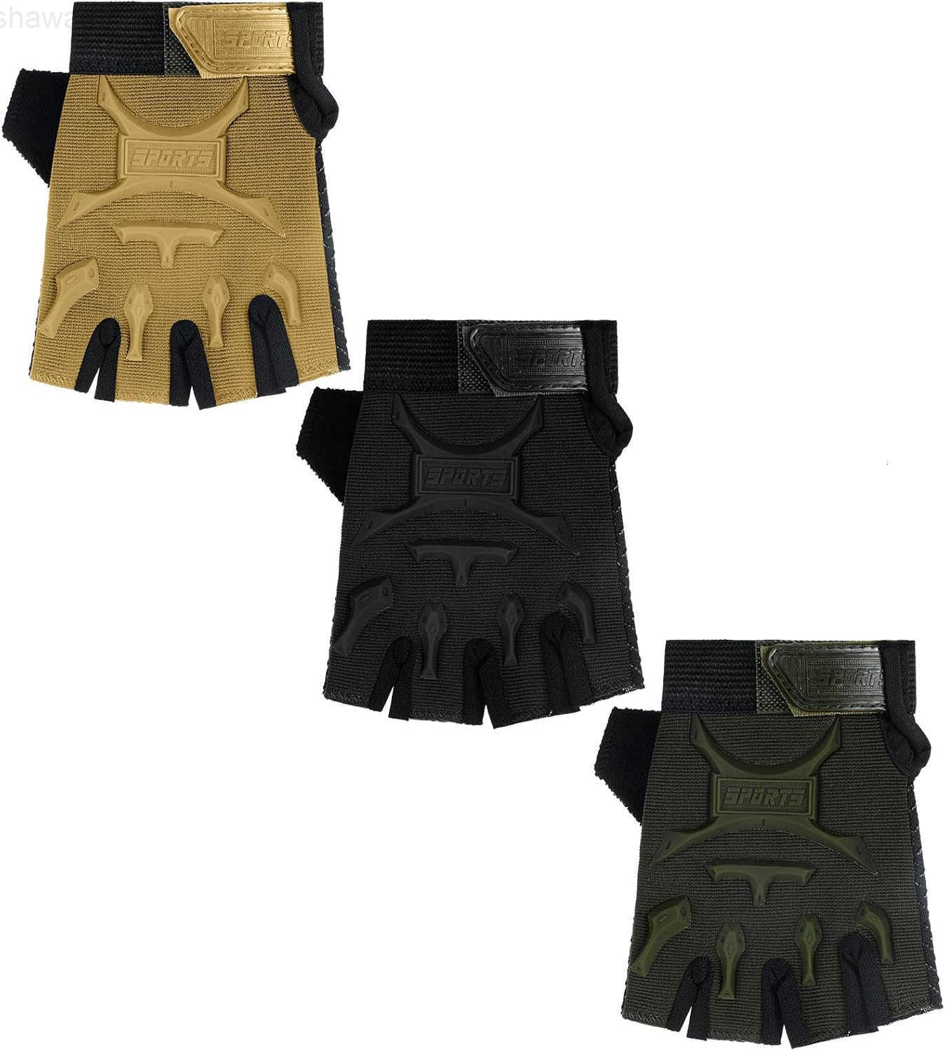 3 Pairs Half Finger Gloves Non Slip Gel Biking Adjustable Gymnastics Gloves for Girls BoysW250911