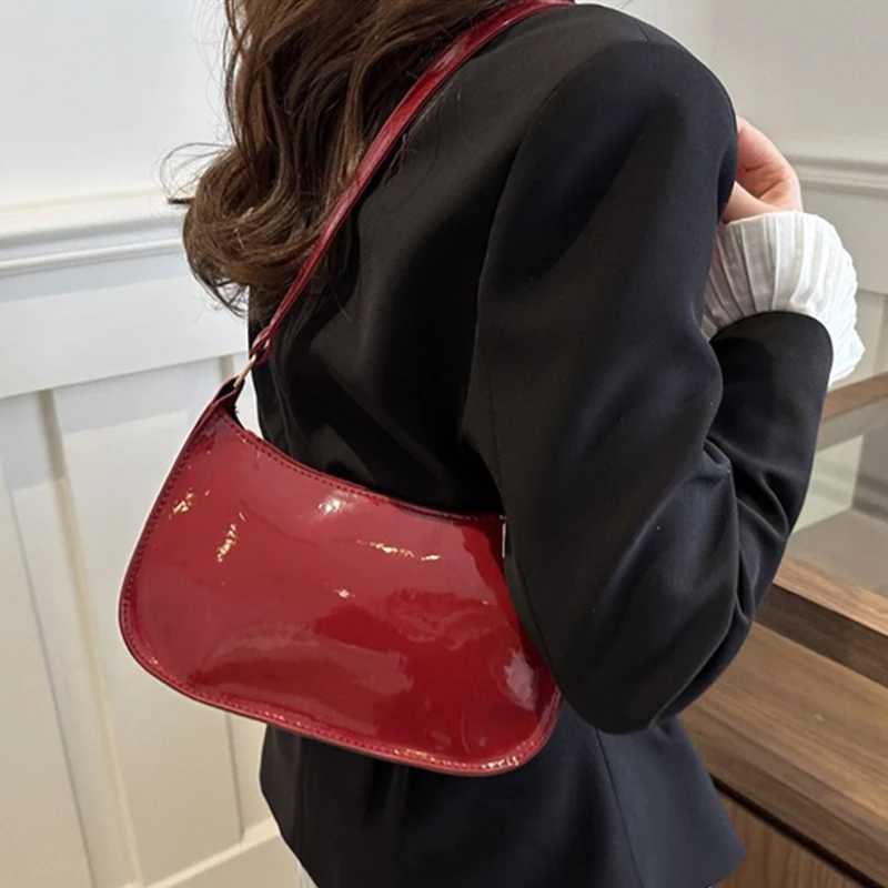 Retro Solid Color PU Shoulder Underarm Bag Women Fashion Patent Leather Handbag Casual Hobos Purses And Handbag Ladies Hand Bags W250911