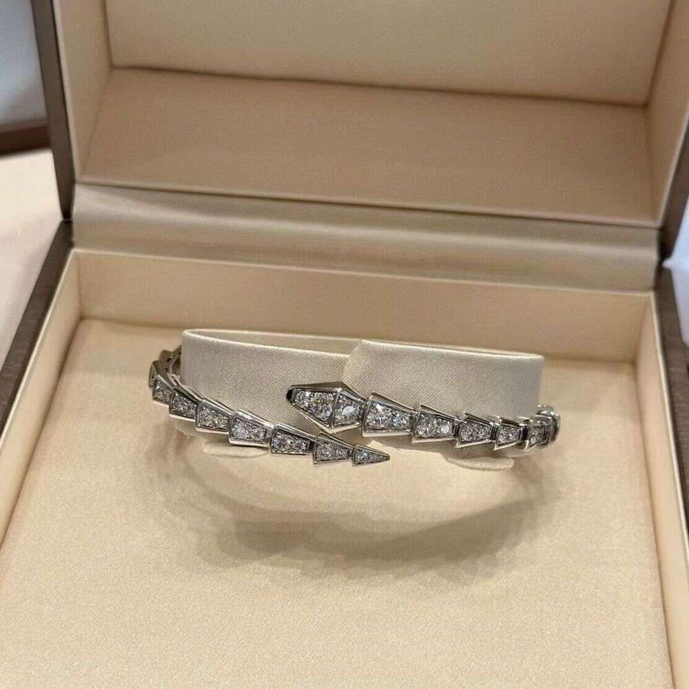 Micro Inlaid Full Dia Bracelet for Women, Internet Celebrity Niche Design, Couple Bracelet, Simple and Exquisite Snake Shape Best Friend Jewelry
