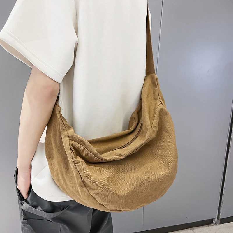 Solid Color Canvas Female Crossbody Bags For Women Large Capacity Shopping Messenger Bag Student Shoulder Bag Unisex School Bag Z250911
