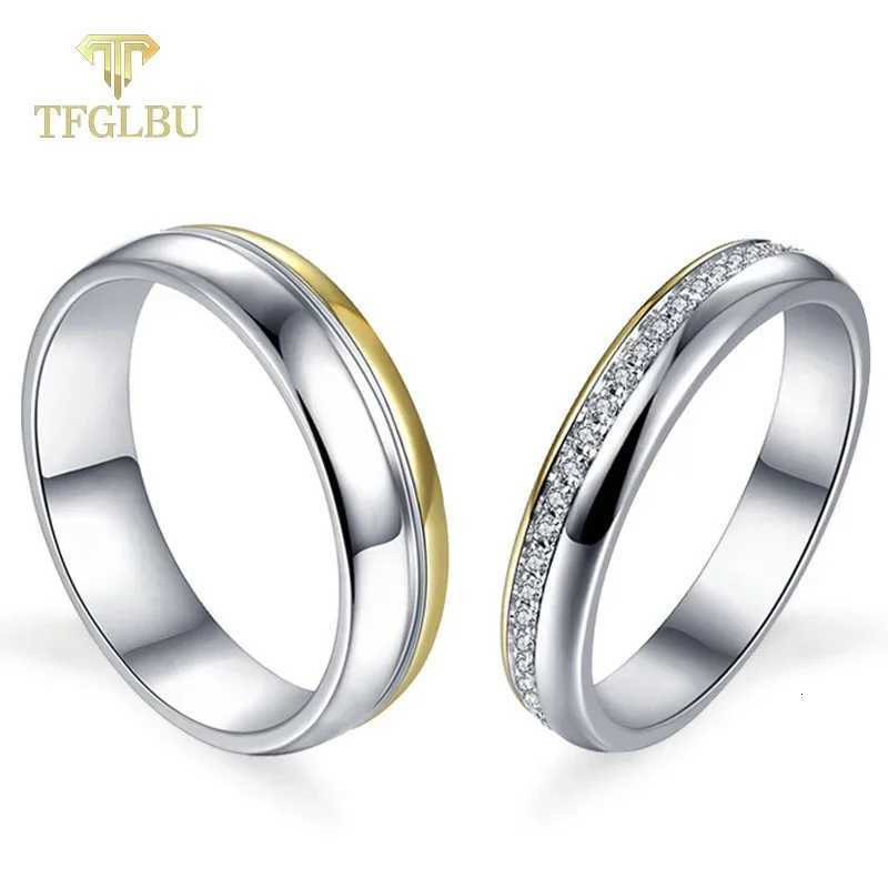 TFGLBU Trendy 100 All Moissanite Couple S925 Sterling Sliver Ring for Women Diamond Wedding Proposal Engagement Band Jewelry W250911