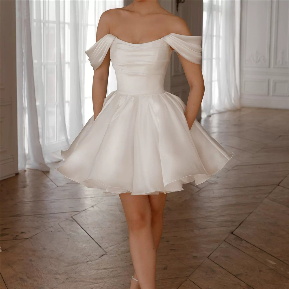 White Off-the-Shoulder Short Prom Dresses Sweetheart Beaded Puff Skirt for Women Birthday Customized Formal Occasion Evening Party Gown BQ26