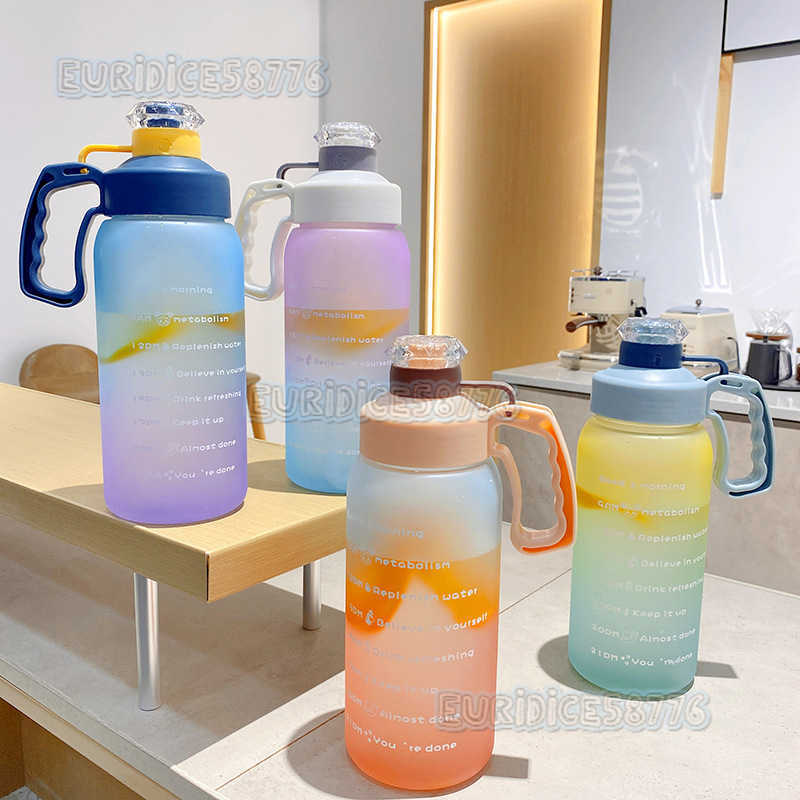 Gorgeous Gradient Space Plastic Cup Sports Water Cup Female Summer Portable Large Capacity Water Cup Straw Plastic Cup H250911