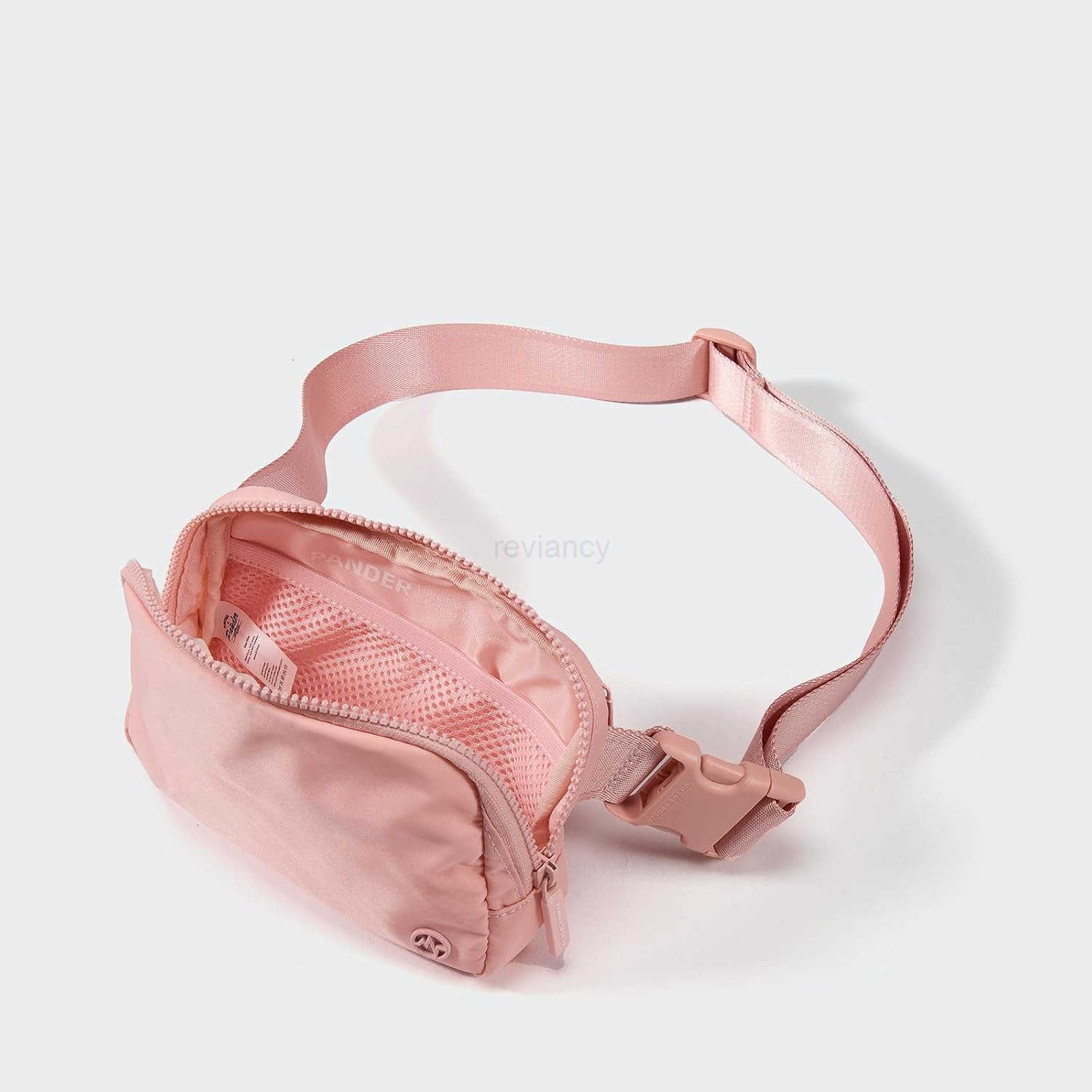 Two Way Zipper Fanny Pack Nylon Everywhere Belt Bag for Women Water Repellent Waist Packs Crossbody Bags with Adjustable Strap Mono PinkW250911