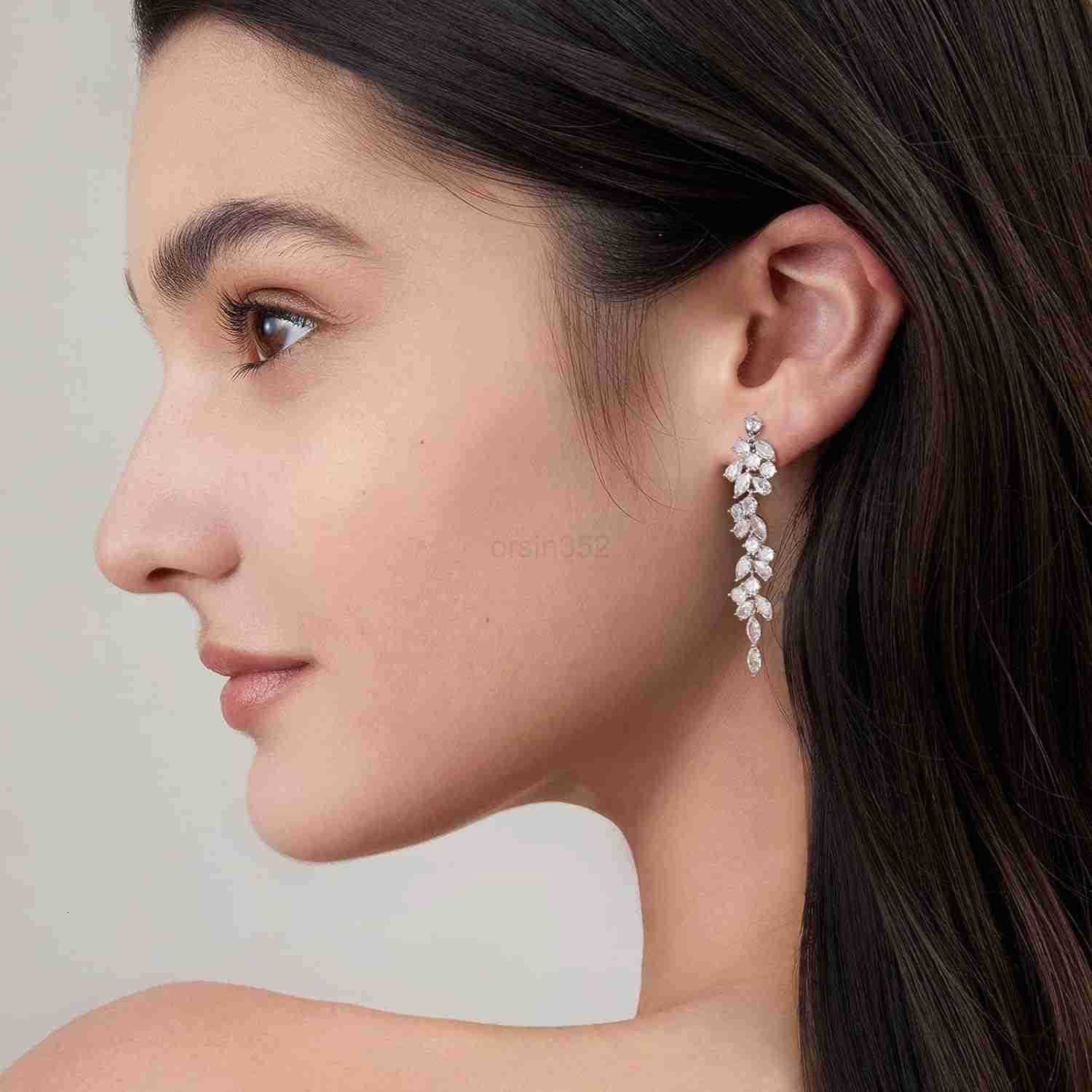 Clip on Earrings for Women 925 Sterling Silver Plated Cubic Zirconia Long Tassel Dangle Drop Earrings Non Pierced Earrings for Women Jewelry Gifts Wed