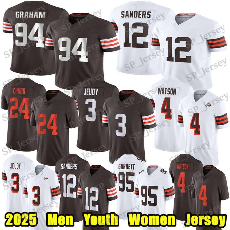 #12 Shedeur Sanders Football Jersey #95 Myles Garrett Jerry Jeudy Mason Graham Quinshon Judkins David Njoku Joe Thomas Greg Newsome II Denzel Ward Joe Flacco jerseys