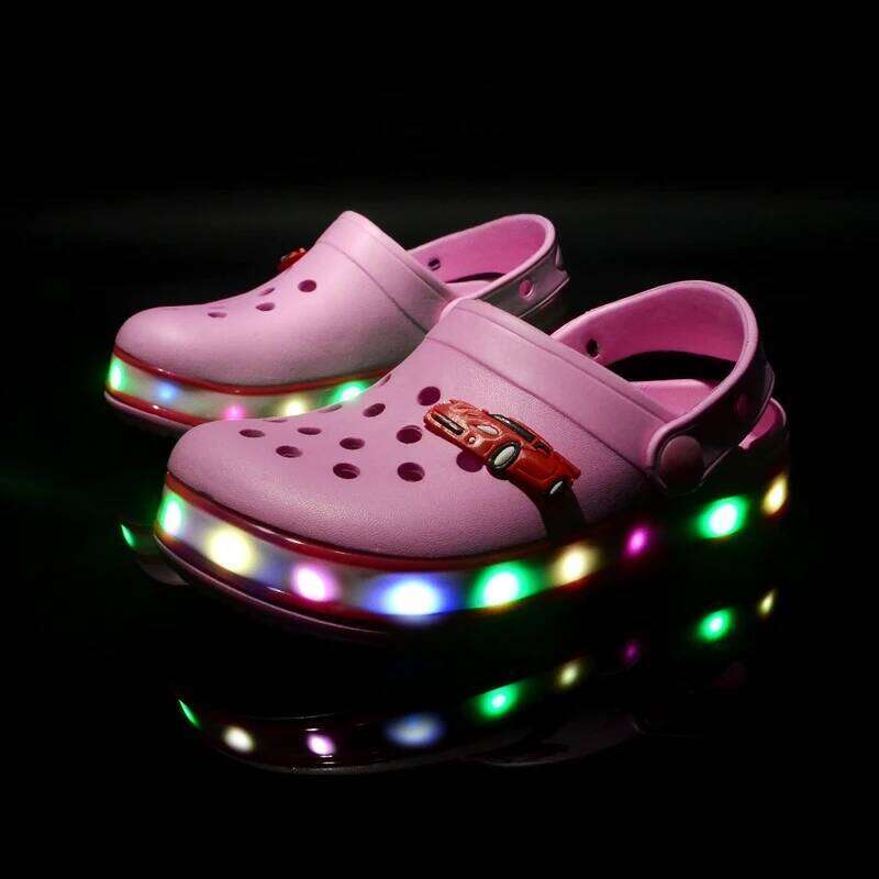Summer Children Hole LED Lighted Flashing Light Shoes Boys Girls Beach Sandals Kids Breathable Fashion Sneakers