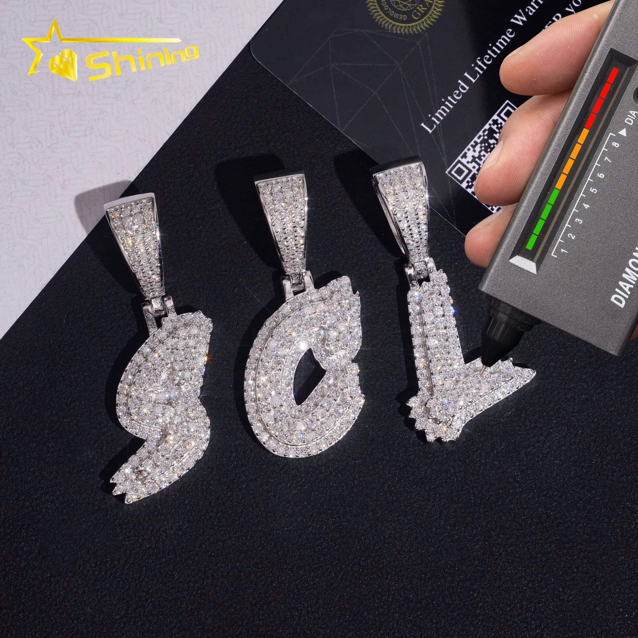 Fine Cheap Gift Set Single Letter Custom Letter Pendants VVS Moissanite Iced Out Letter Initial Name Jewelry Pendant Necklace
