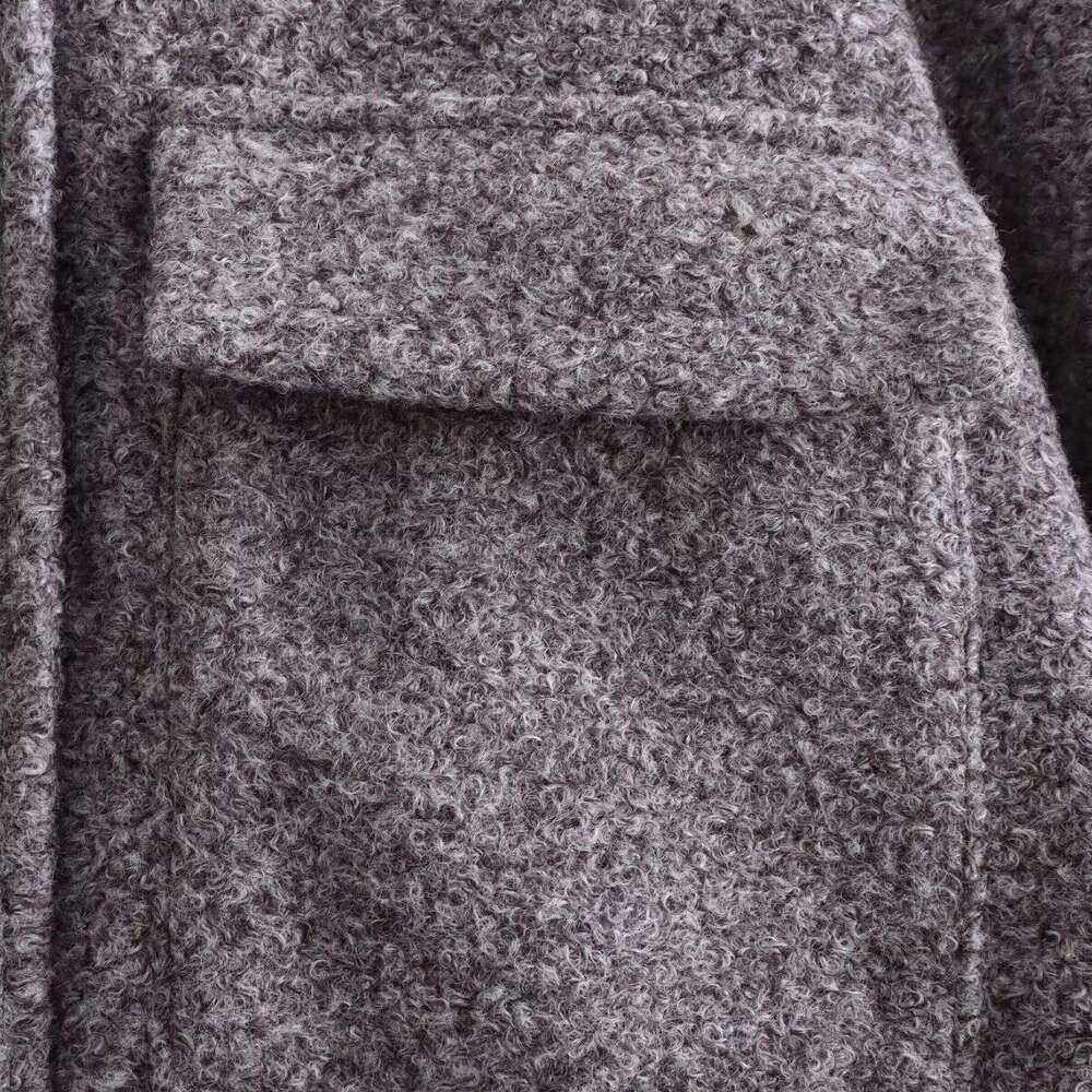 Autumn New Women's Single Breasted Large Pocket Jacket Version Woolen Coat B88626