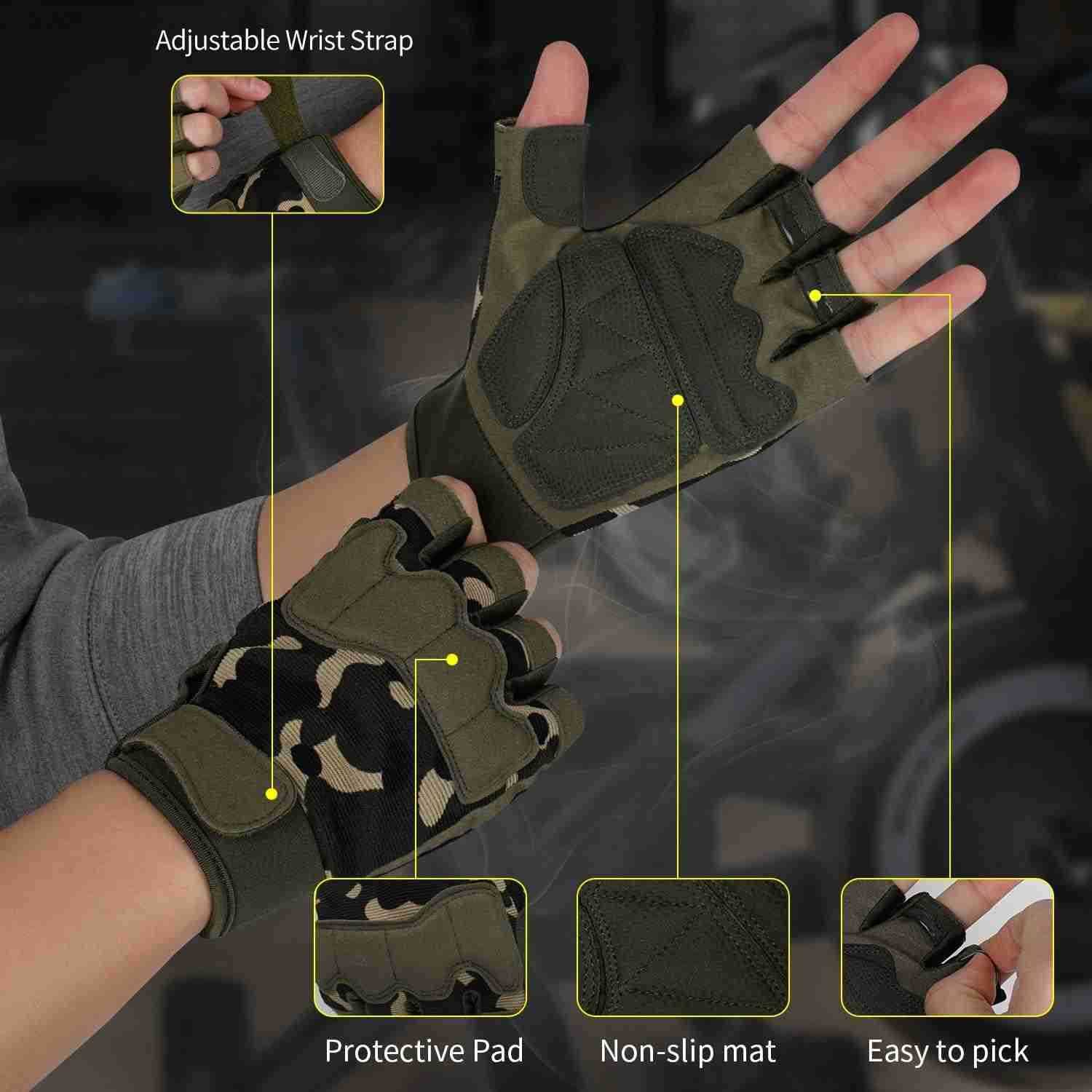 Fingerless Gloves for Airsoft Shooting Half Finger Hunting Hiking Cycling Driving Motorcycle Climbing Work Gloves M210603W250911