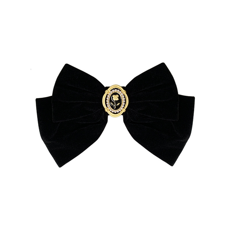 Rich Lady Black Veet Rose Bow French Top Clip Style High-end Hair Accessory ddmythur - view 7