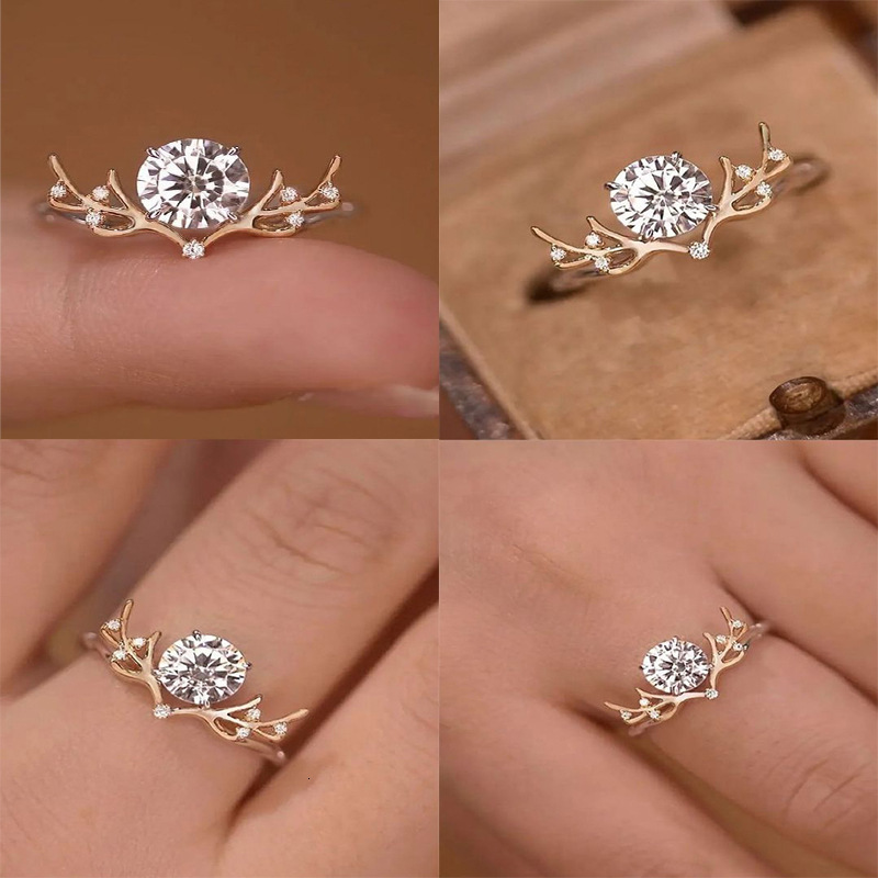 A Deer With You Antler Female Mori Hand Light Luxury Fashion Temperament High-Grade Ring New Jewelry