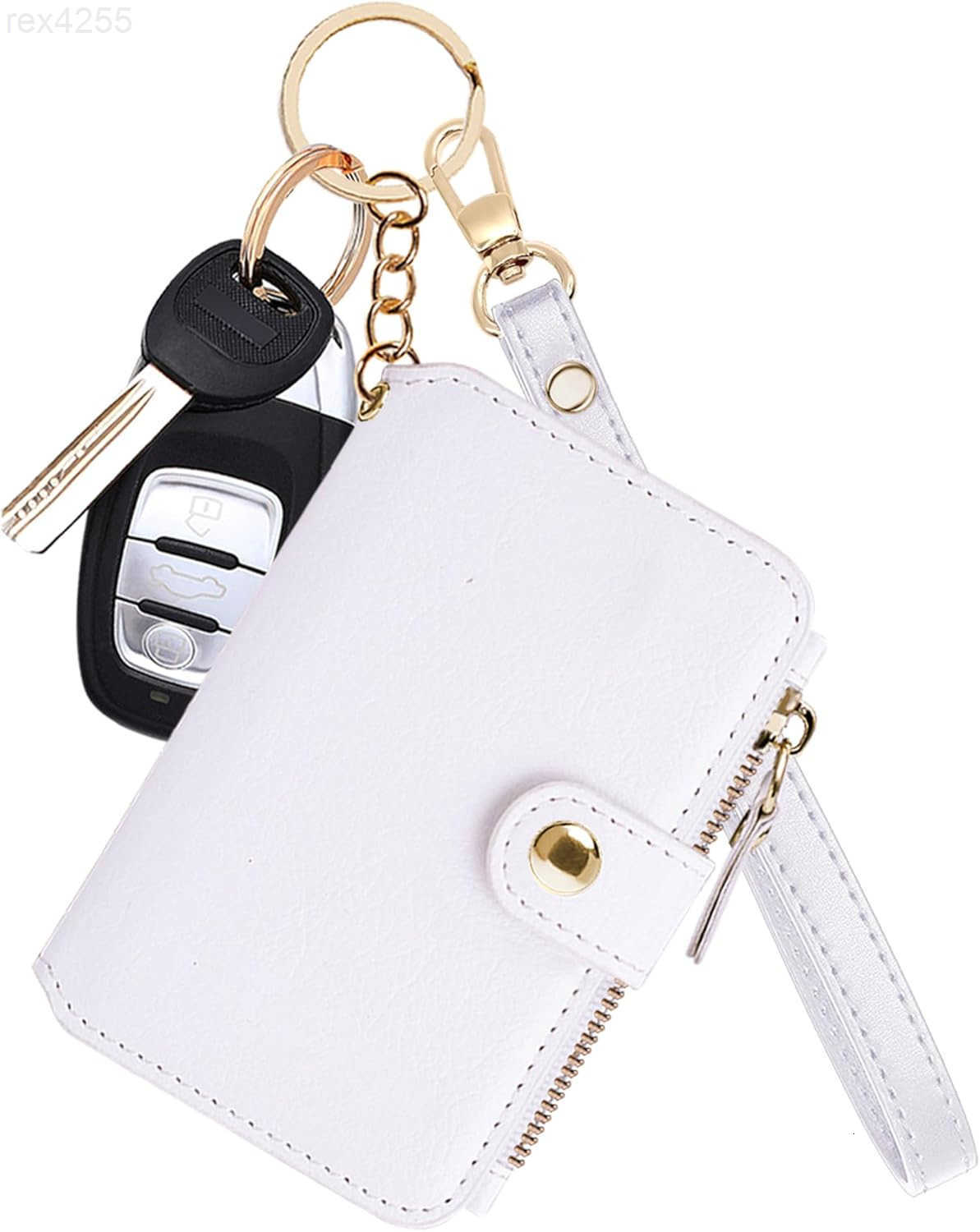 Wallet Womens Wallet PU Leather Keychain Wallet With Zipper Coin Pocket And ID Window Gift Box WhiteW250911