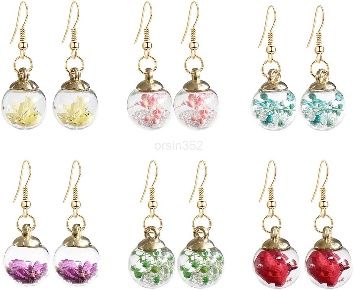 6 Pairs Multicolor Dangle Earrings Set for Women Girls Flower Life of Tree Ball Drop Dangle Earrings in BulkW250911