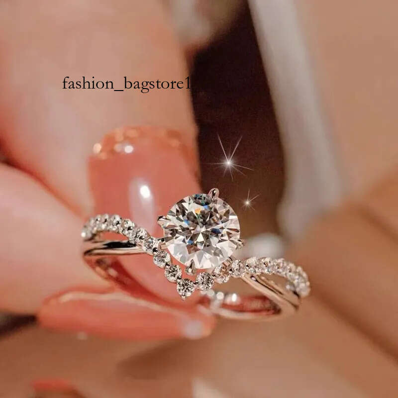 1CT Moissanite Dia Wedding Rings Simple Fashion Jewelry Real Sterling Sier Zircon Eternity Women Finger Ring For Lover Gift