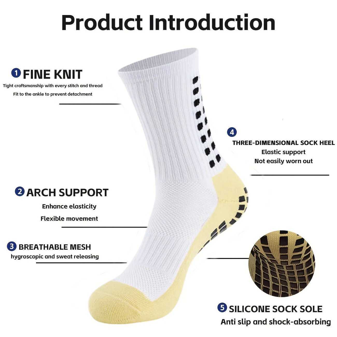 6 Pairs Men Women Non Slip Grip Socks Football Basketball Soccer Rugby Baseball Cycling Running Hiking Tennis Skateboard D250911