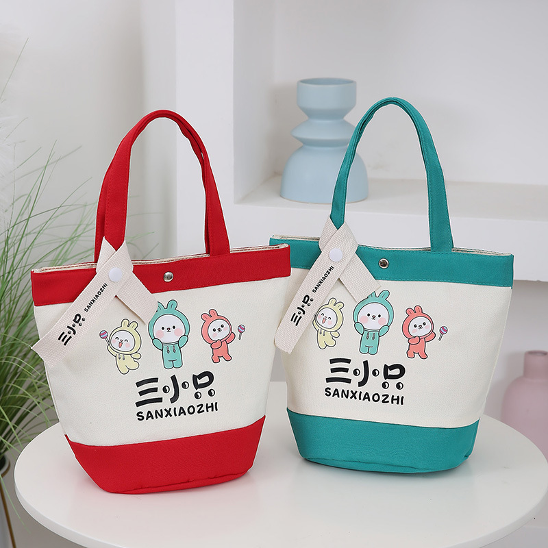 Canvas Bucket Bag New Canvas Bag Handheld Cartoon Cute Office Handbag Lunch Bag Designer Bag Mommy Luxury Free Shipping Bag Tote Bag
