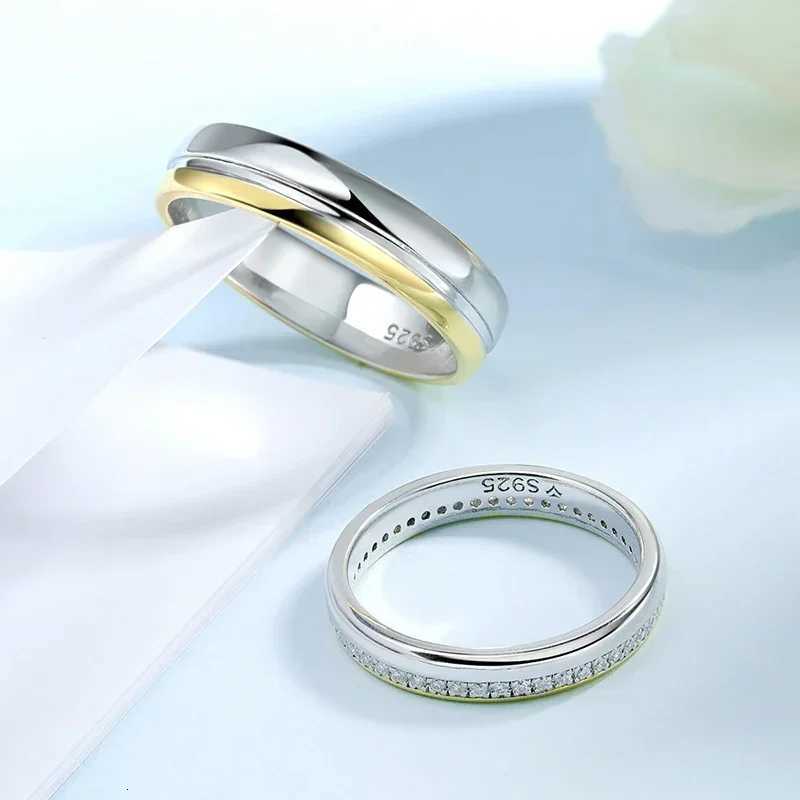 TFGLBU Trendy 100 All Moissanite Couple S925 Sterling Sliver Ring for Women Diamond Wedding Proposal Engagement Band Jewelry W250911