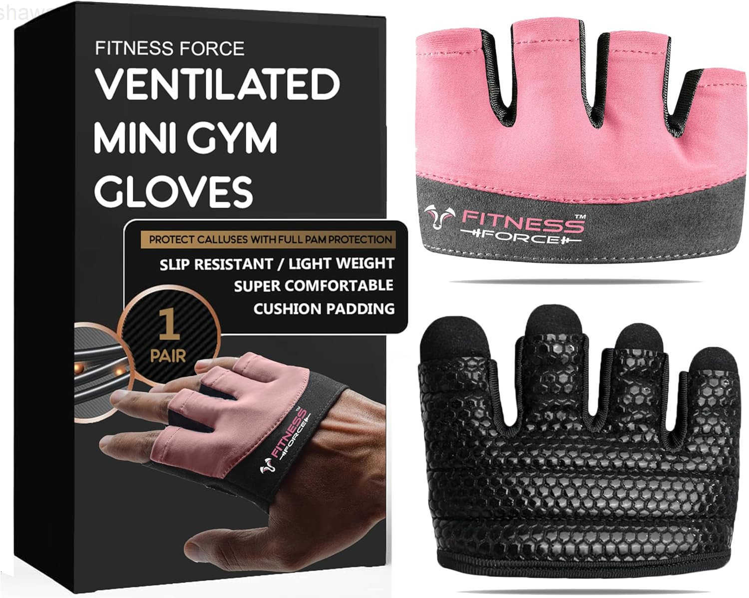 Workout Gloves for Men Women Partial Weight Lifting NonSlip Gym Gloves Lifting Grip for Calluses Guard Fingerless Exercise Gloves with Full Palm Prote