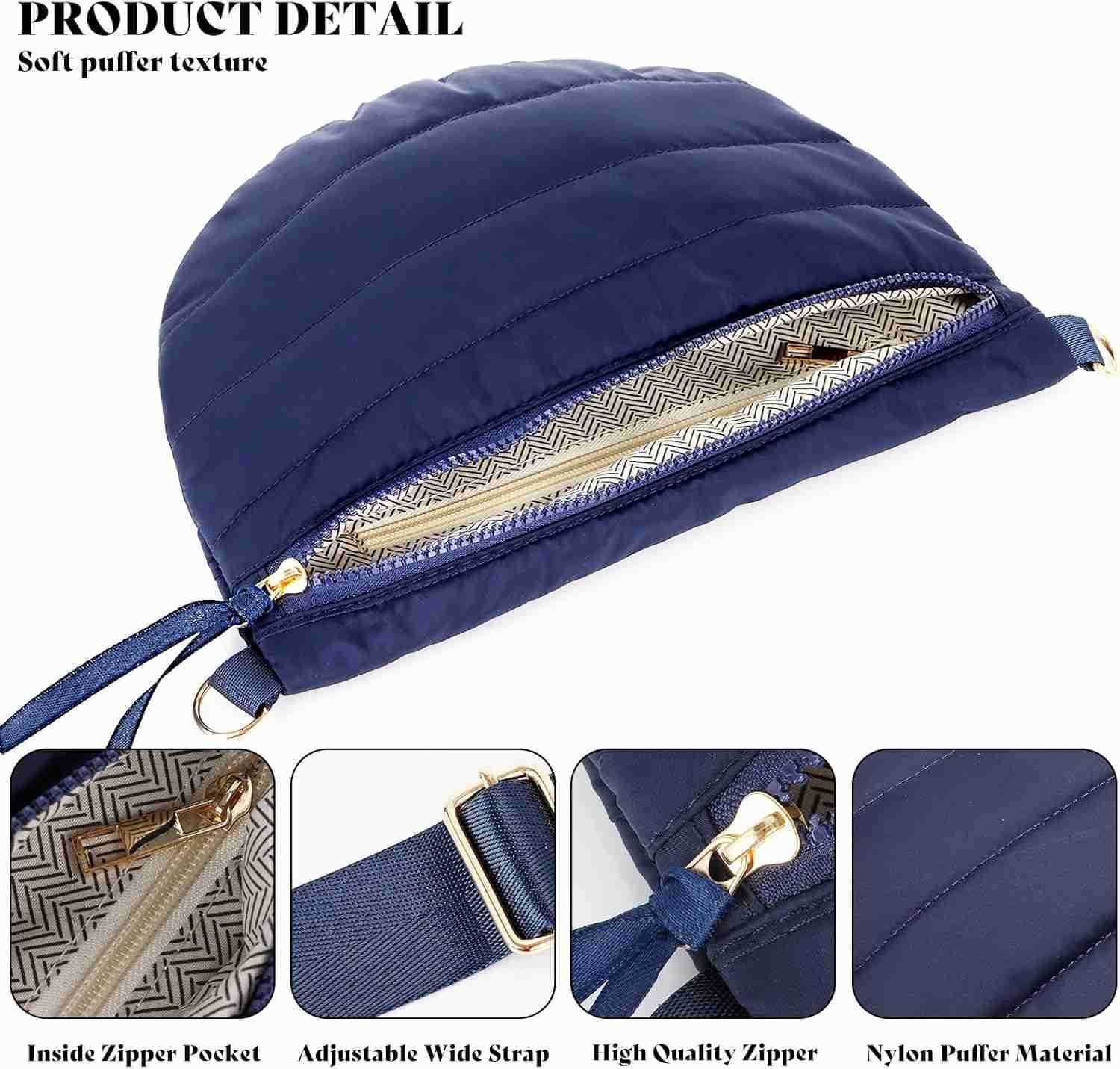 Crossbody Bags for Women Puffer Fanny Pack Sling Bag Puffy Chest Belt Bum Waist Bag Crossbody Purse Bags Quilted Shoulder Bag for Women GiftW250911