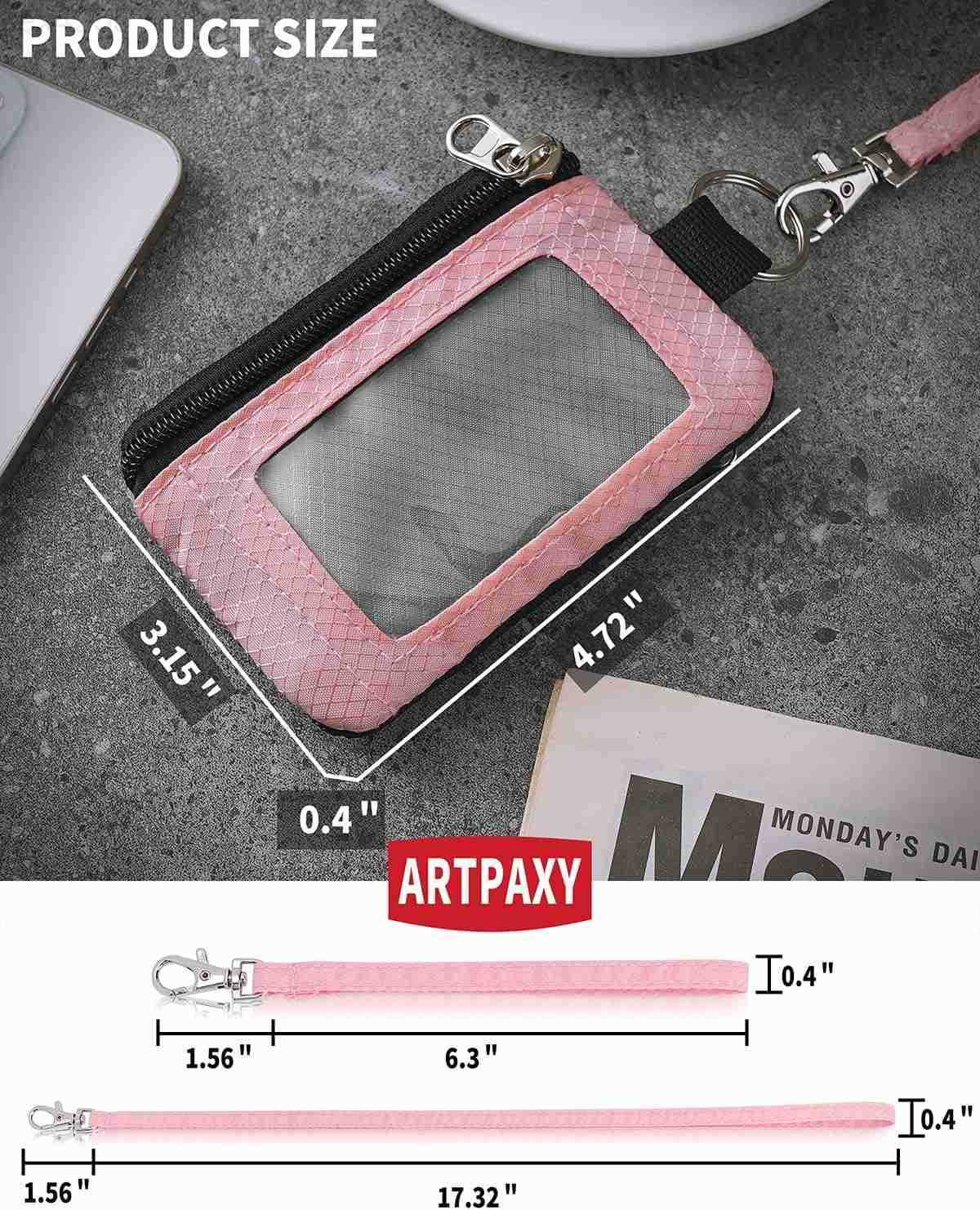 Minimalist Wallet For Mens Womens Keychain RFID Blocking Zipper Small Wallet with ID Window 2 LanyardsWater Resistant Travel Cash Card Coin Case Boys 