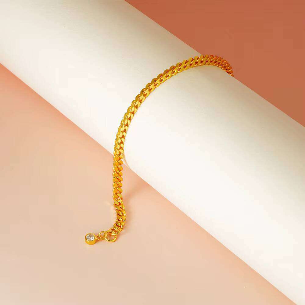 High Quality Sterling Sier Fashion Fine Jewelry Gold Plated Figaro Link Hand Chain Chunky Moissanite Bracelet