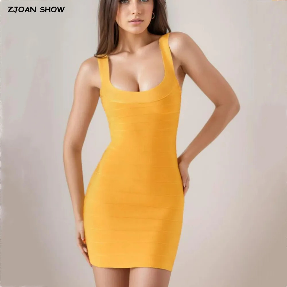 Sexy O neck Knitted Mini Sling Dress Women Zipper Back Package Hips Short Tank Dresses Skinny Robe Orange Pink 250910
