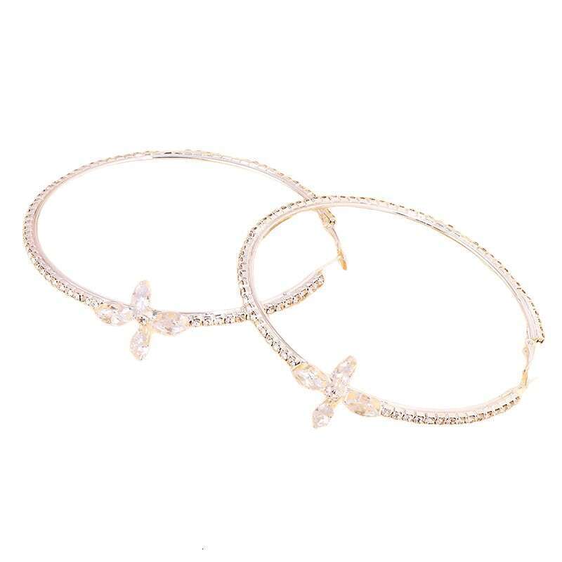 Minimalist Circle Cross Earrings Cool Style Rhinestone Ear Accessories for Women