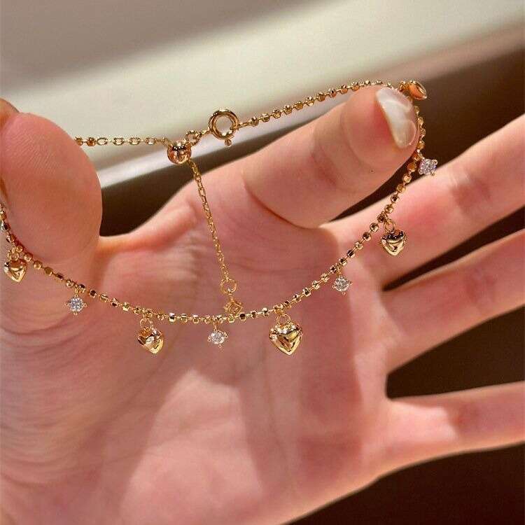 Tassel Heart Shaped Sparkling Dia Bracelet for Women, Light , Ins Style, Niche Design, High-end Feel, Elegant and Versatile Hand Jewelry