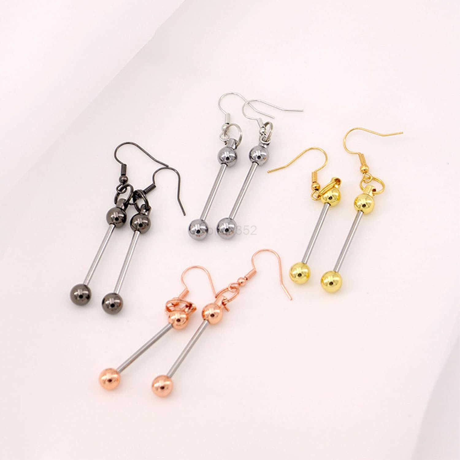 8 Packs Beadable Earring Metal Pendant Charms with Blank Bar Earrings Silver for DIY Jewelry Making CraftW250911