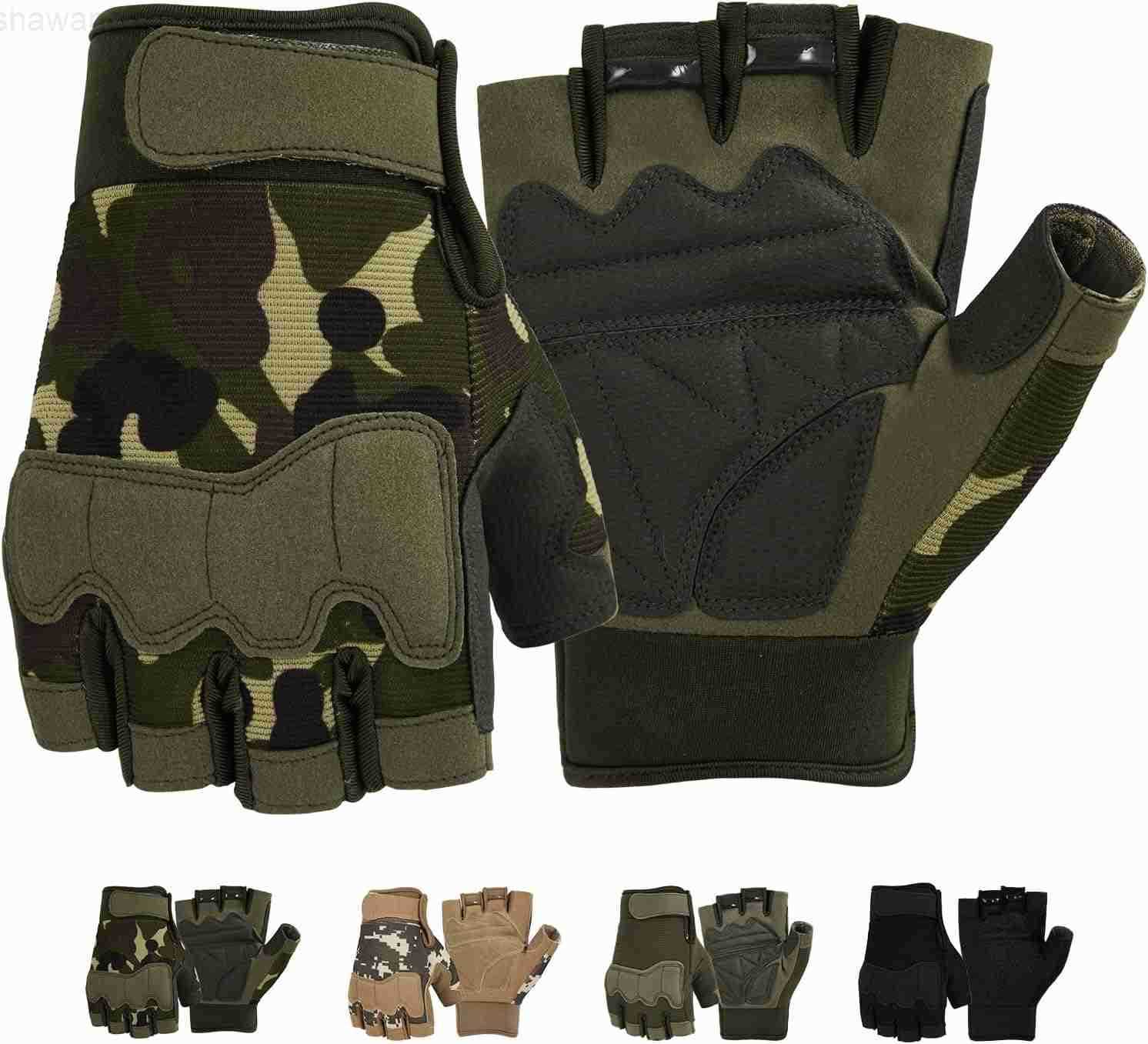 Fingerless Gloves for Airsoft Shooting Half Finger Hunting Hiking Cycling Driving Motorcycle Climbing Work Gloves M210603W250911