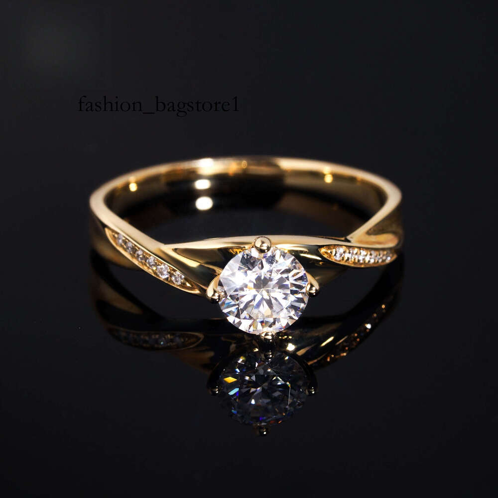 Fine Jewelry New Trendy Engagement Wedding 14k Real Gold 0.6ct Moissanite Ring for Women