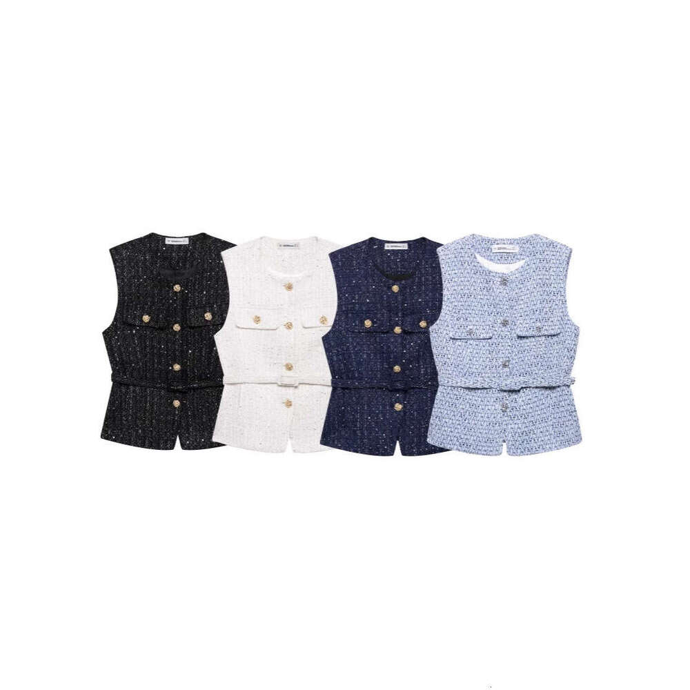 DHEssentials Summer New French Style Fashion Elegant Versatile Belt Textured Vest