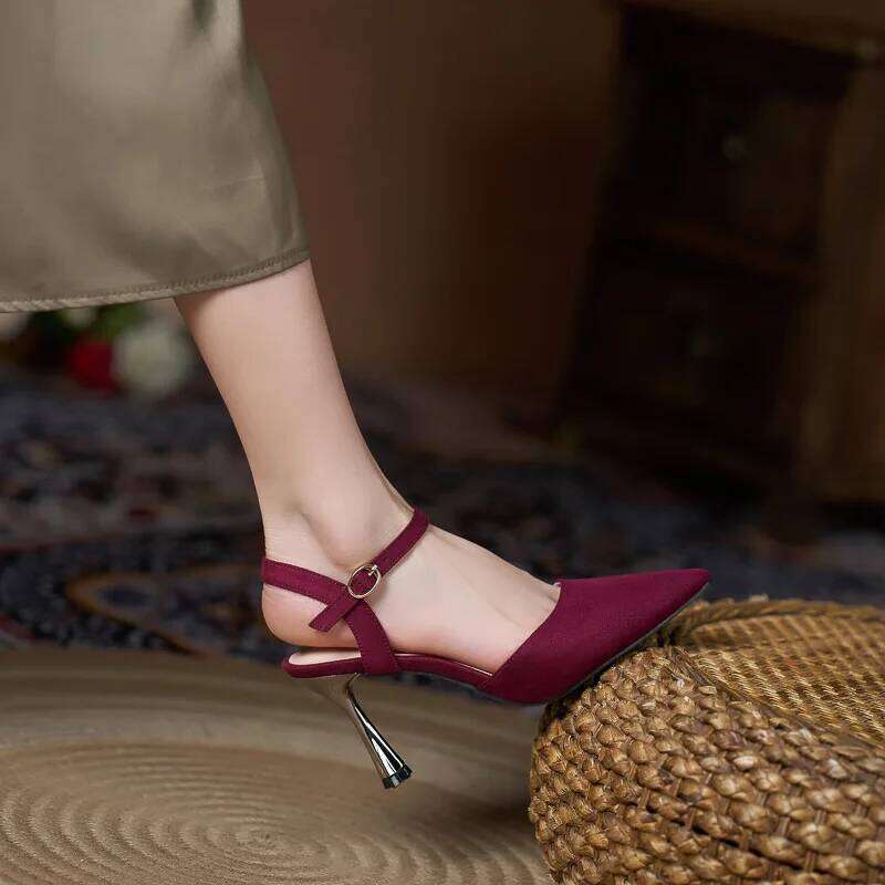 30-44 2025 New High Heels Thin Large Size Buckle Black Heel Sandals Women Shoes