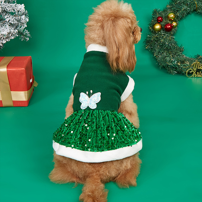 Fall Fashion Collection Green Christmas Attire Designed Exclusively for Cats and Dogs