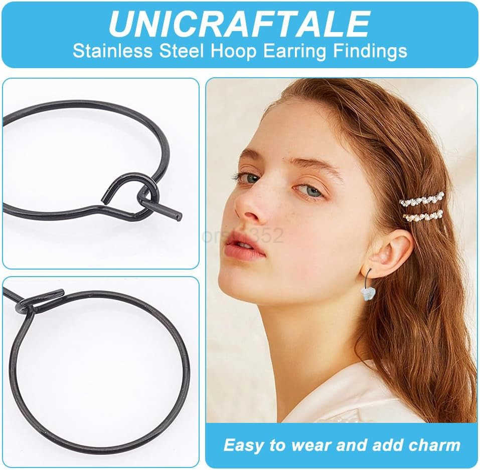 100pcs 20mm Hypoallergenic Stainless Steel Hoop Earring Golden Wine Glass Charm Rings 07mm Pin Earring Beading Hoop for Women Dangle Hoop Earrings Mak