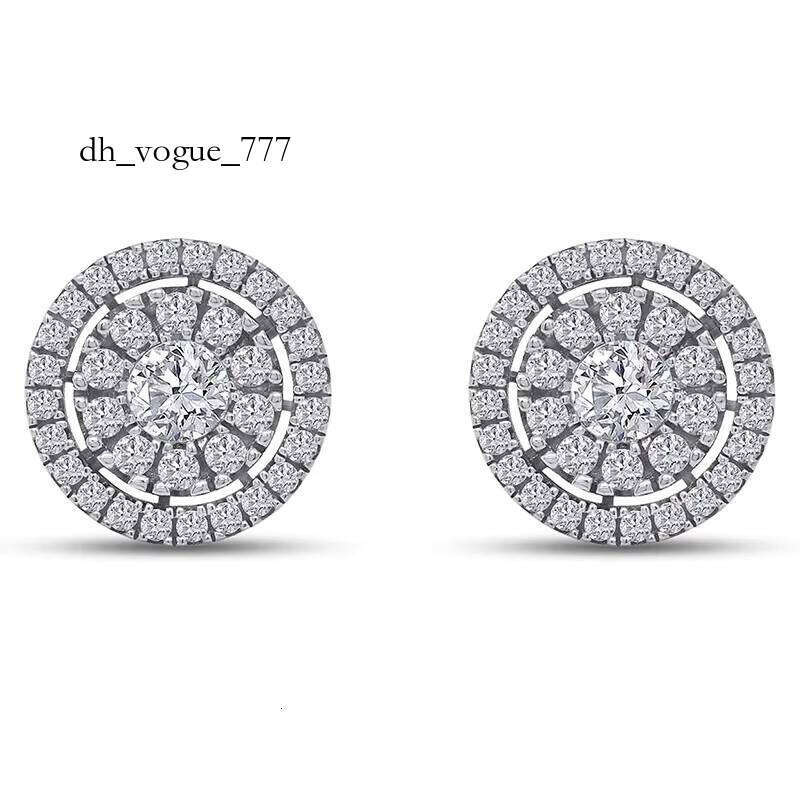 S VVS Moissanite Earrings for Men Sterling Sier Halo Cluster Stud Hip-hop Style with GRA Certificate Gift