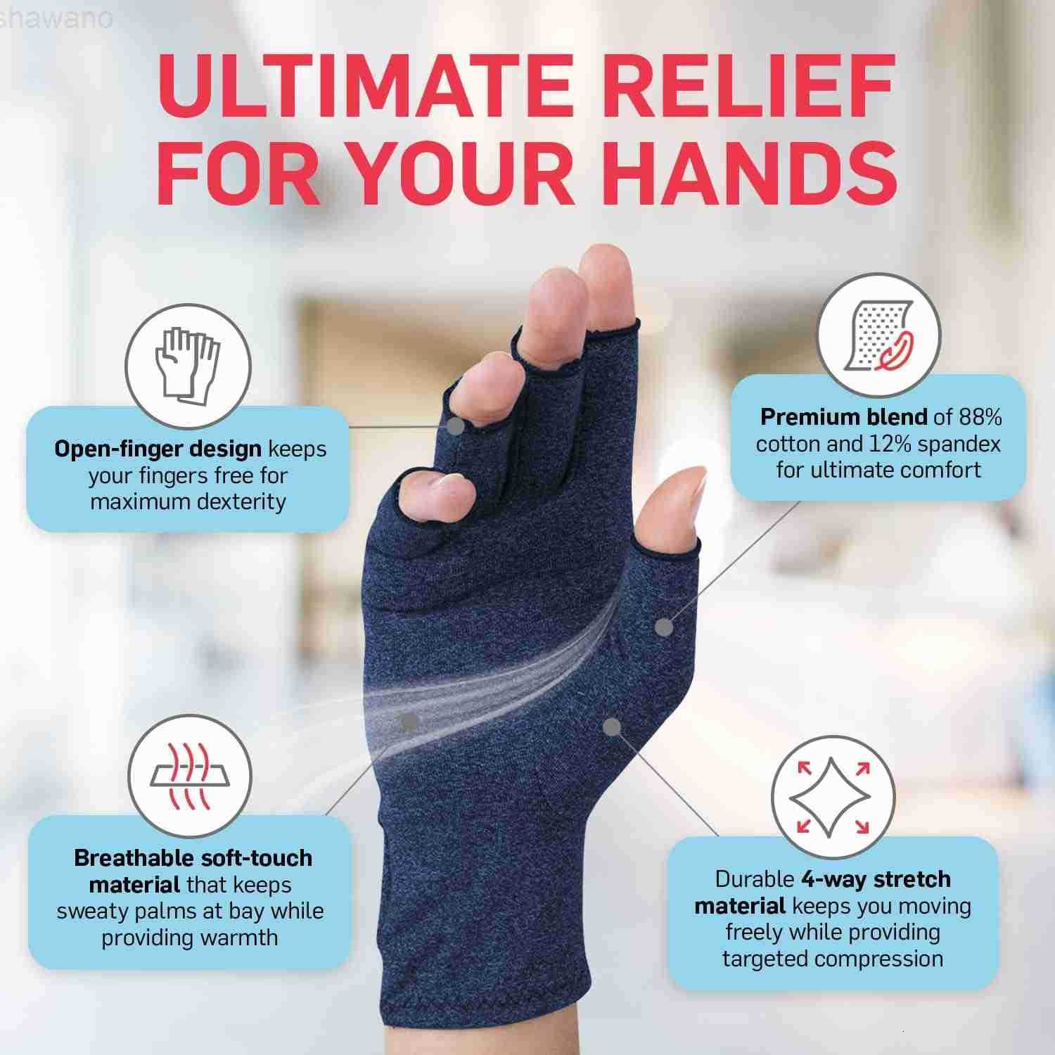 Arthritis Essentials OpenFingertip Arthritis Gloves Compression Gloves for Carpal Tunnel Raynauds Hand Brace Navy MediumW250911