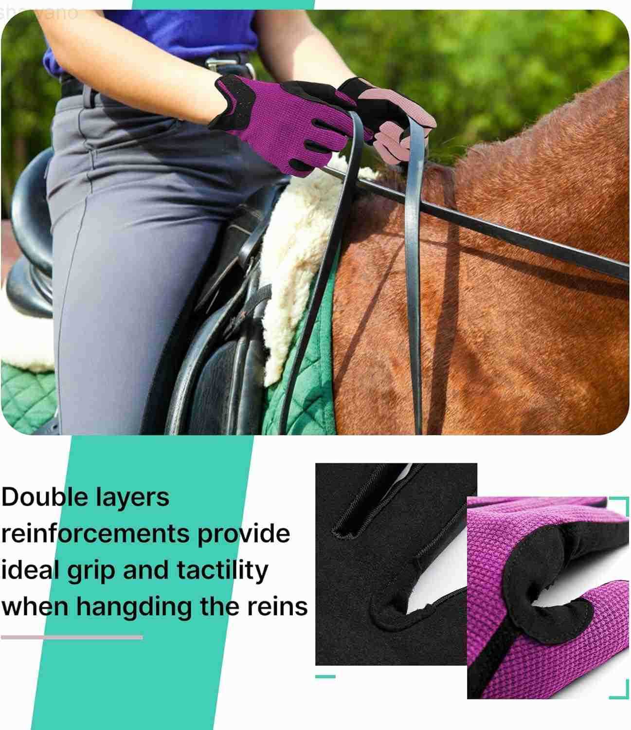 Women Horse Riding Gloves Winter Equestrian Horseback Gloves Lady Youth Girl Outdoor Star Pattern Mitts Perfect for Biking Cycling GardeningW250911