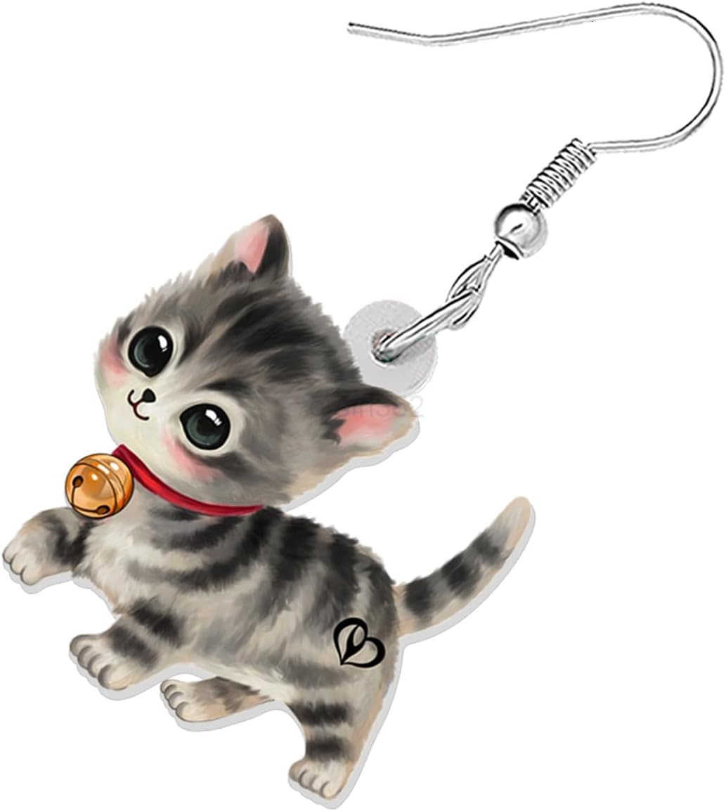 Lovely Cute Black Acrylic Dangle Cat Earrings for Women Kitten Jewelry Gifts Funny Sensitive Ears Hypoallergenic CharmsW250911