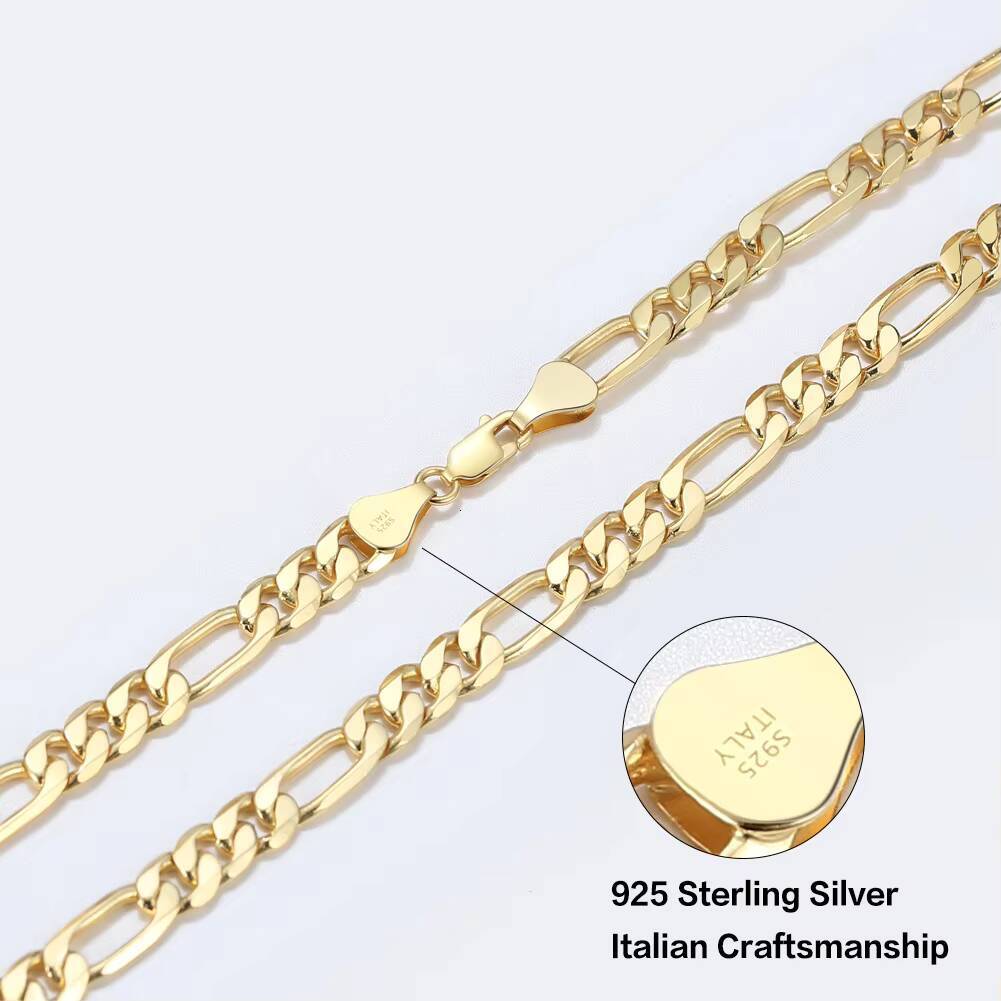 Custom 3 5 7mm Cuban Link Chain Hip Hop Fine Silver Jewelry S925 Sterling Silver Figaro Link Chain Necklace for Mens Women