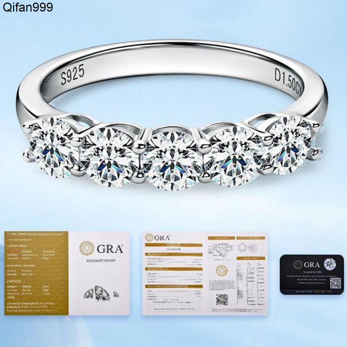 Luxury Moissanite Band Rings Promise Ring for Women 100 Original 925 Sterling Silver D White Gold Diamond Rings Eternity Wedding Fine Jewelry Gift US 