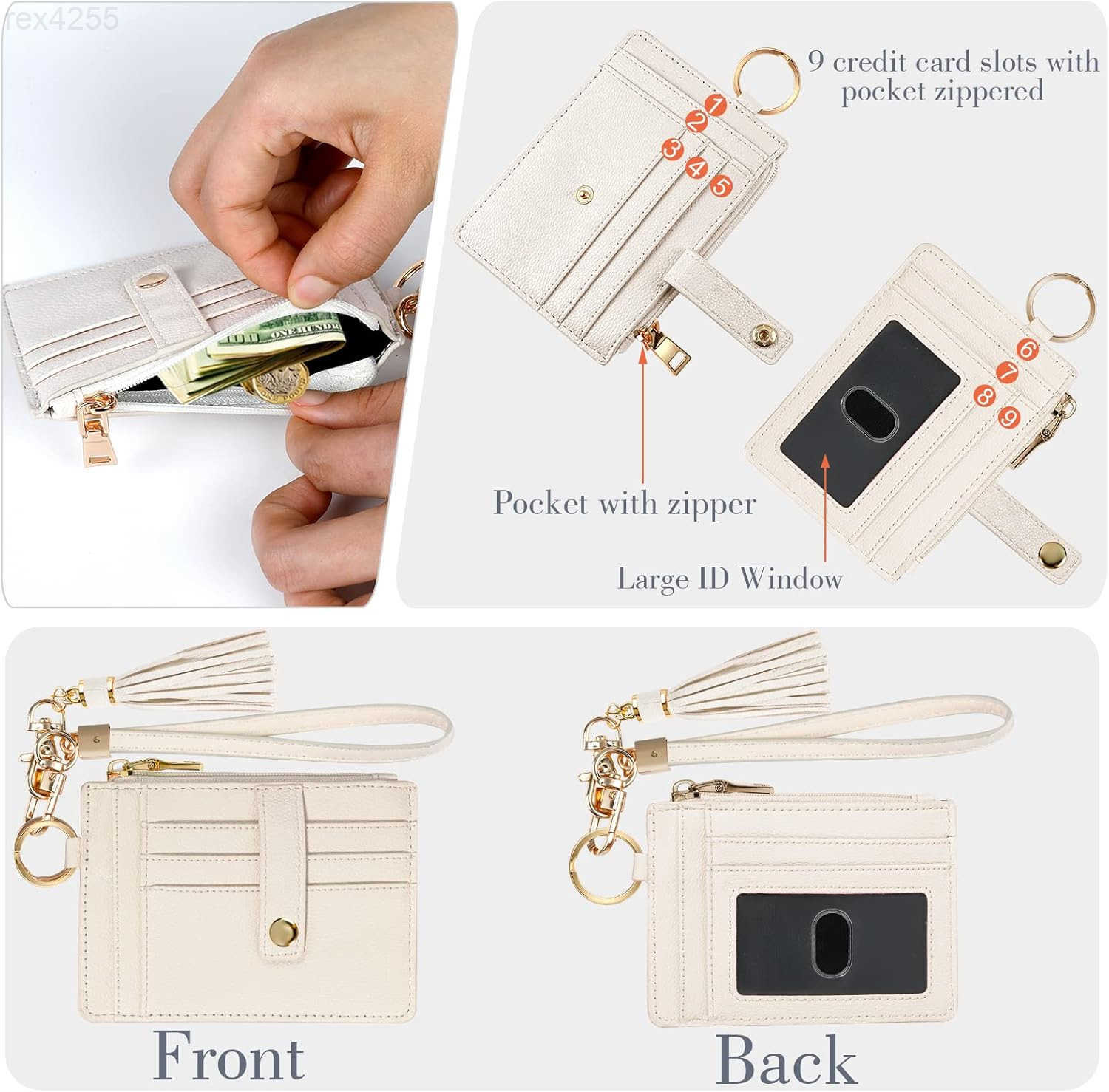 Wristlet Bracelet Keychain Wallet for Women 9 Slots Credit Card Holder Tassel Purse Silicone Key Ring with Gift BoxW250911