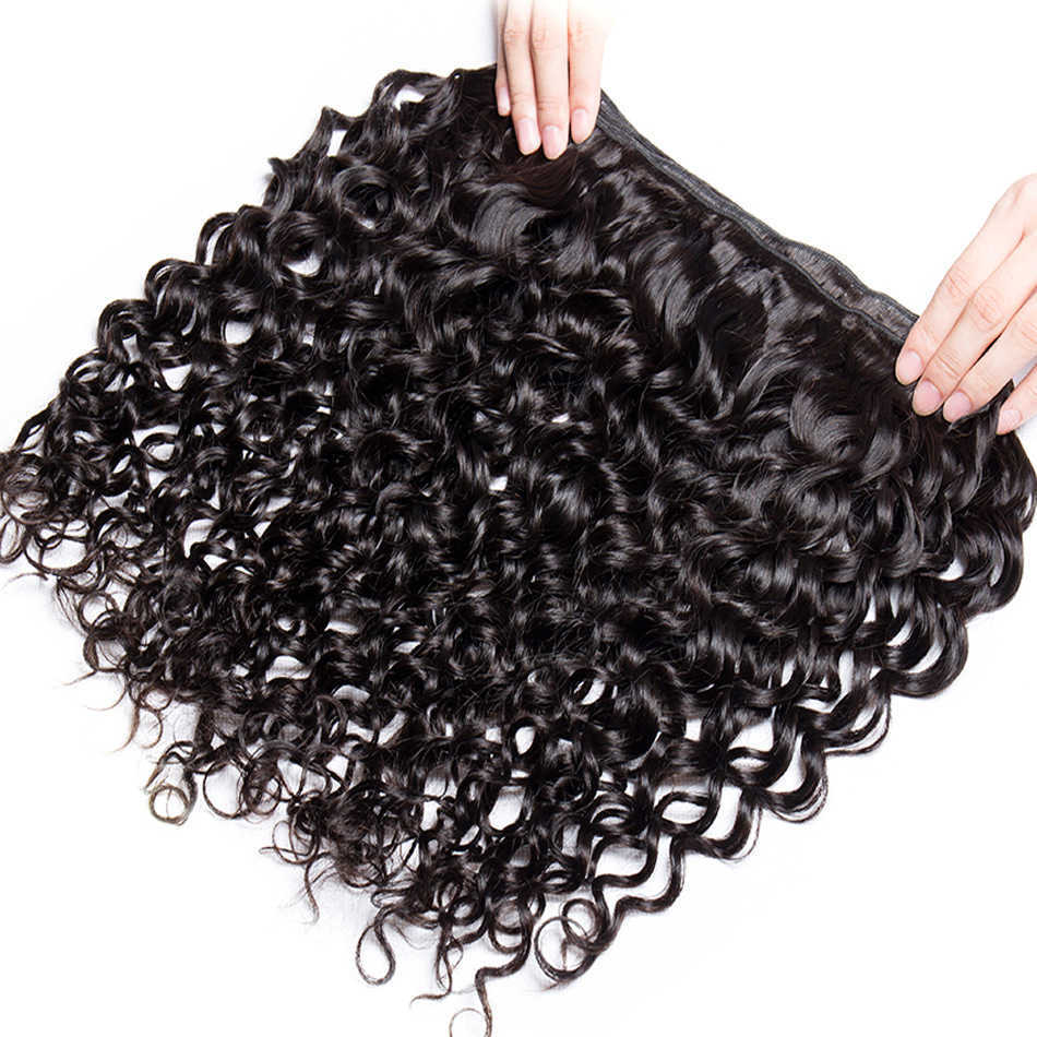 Tissage Peruvian Water Wave Bundles With Closure Curly 3 Bundles With Closure Long Wet And Wavy Human Hair Bundles With Closure S25526