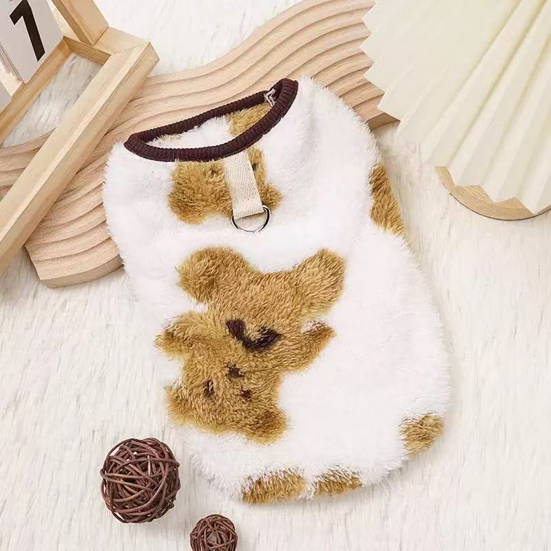 T1177 Cat clothes autumn and winter clothes can be traction plus velvet thick anti-hair shedding small dog clothing warm vest vest